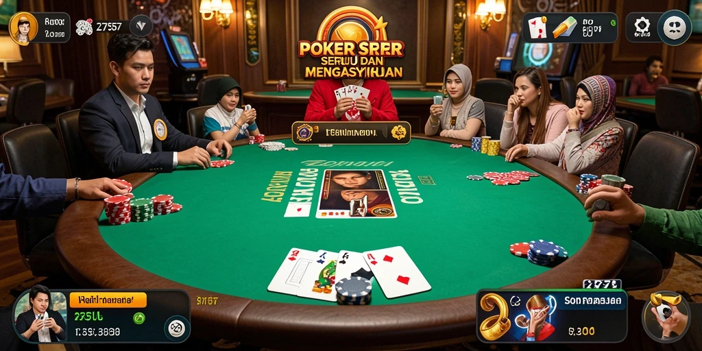 Screenshot gameplay Poker yang seru dan interaktif.