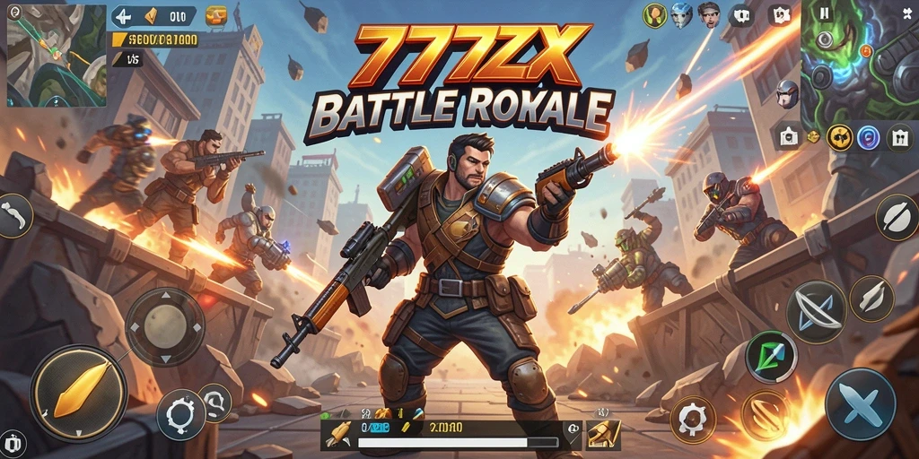 Gameplay seru di 777ZX dengan pertempuran Battle Royale.