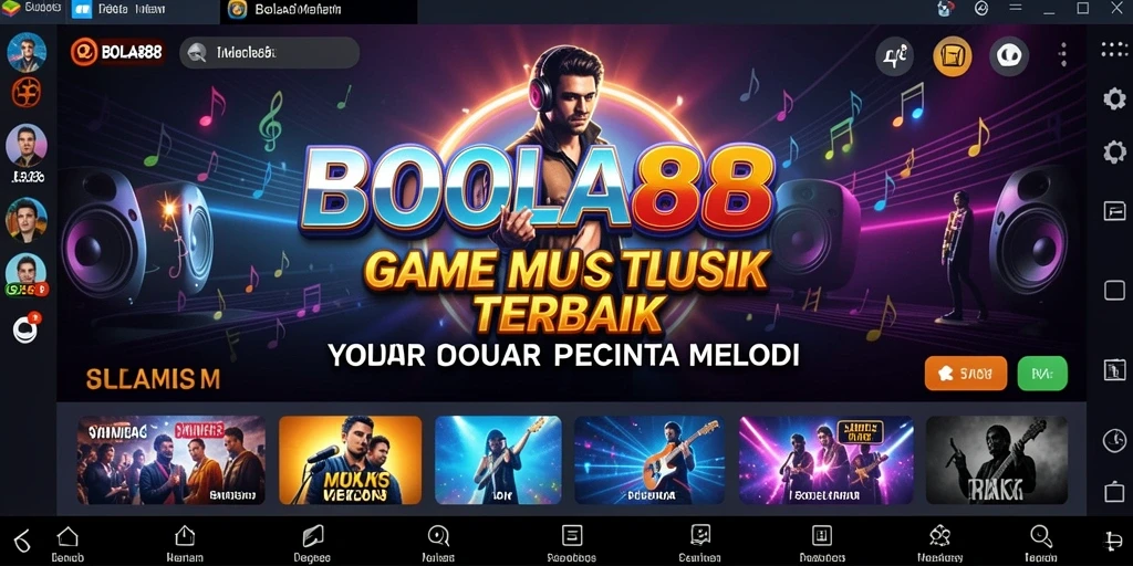 Screenshot menampilkan gameplay seru BOLA88 dengan berbagai lagu.