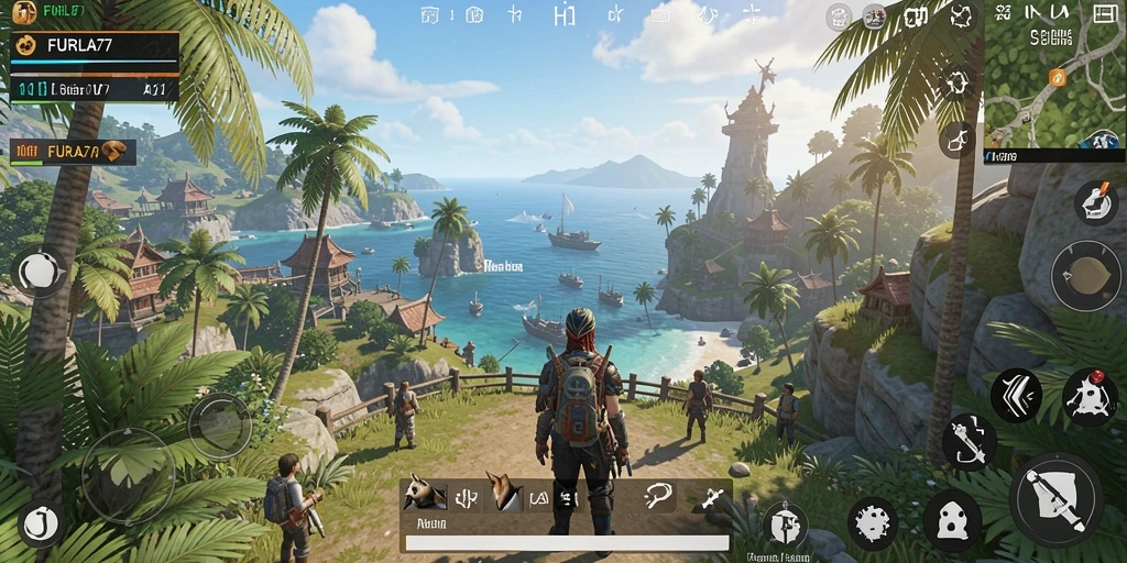 Tangkapan layar gameplay FURLA77 menunjukkan luasnya dunia terbuka yang dapat dijelajahi.