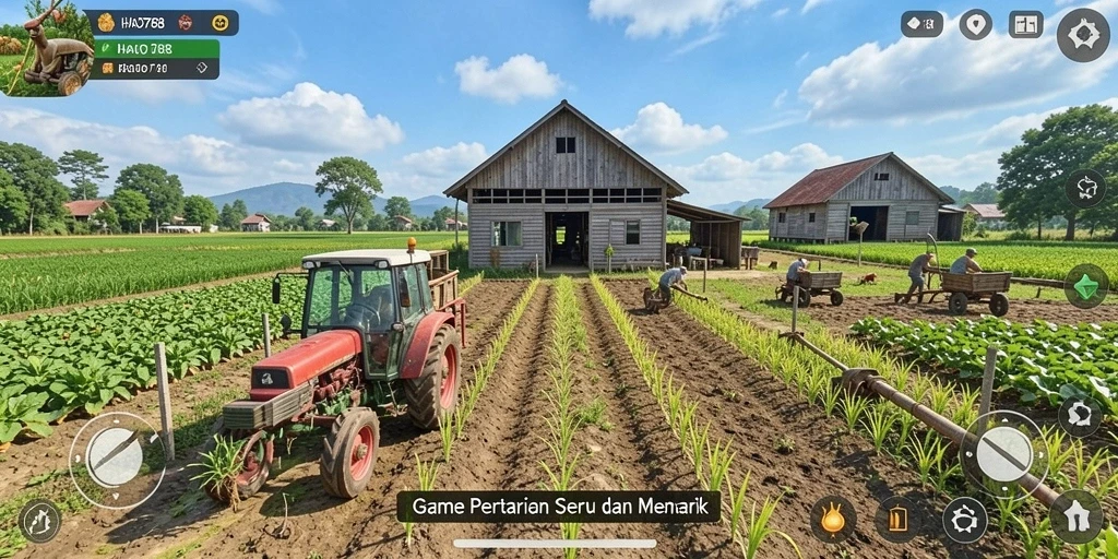 Screenshot HAO788 menampilkan kebun yang rimbun dan berwarna-warni.