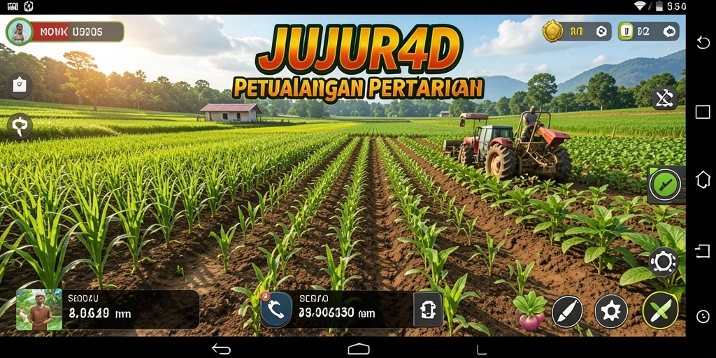 Tampilan gameplay JUJUR4D yang menarik dengan suasana pertanian.
