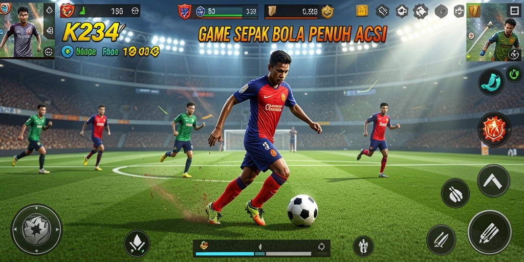 Gameplay K234 yang penuh aksi dan seru di lapangan sepak bola.