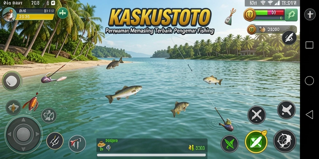 Screenshot KASKUSTOTO menampilkan aksi seru memancing dengan grafis yang indah.