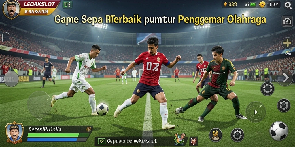 Tampilan gameplay seru dalam LEDAKSLOT yang penuh aksi sepak bola.