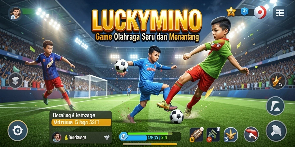 Tampilan gameplay seru di LUCKYMINO dengan berbagai pilihan olahraga.