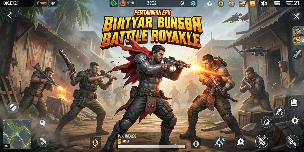 Tampilan gameplay menegangkan dari OKJEK21 dalam aksi Battle Royale.