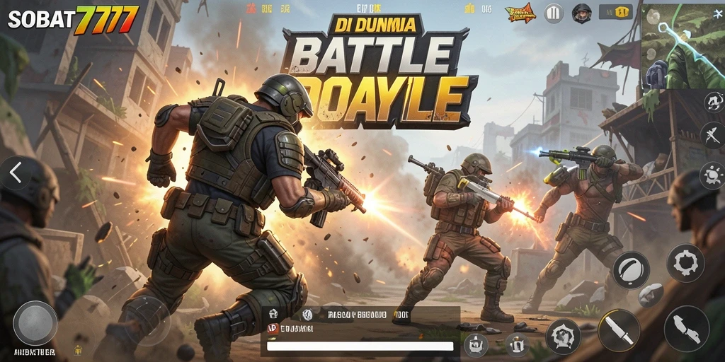 Tampilan menakjubkan dari gameplay seru SOBAT777 di arena Battle Royale.