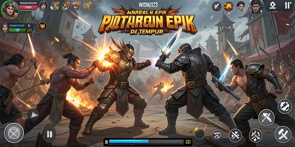 Tampilan pertarungan seru dalam gameplay WISNU123.